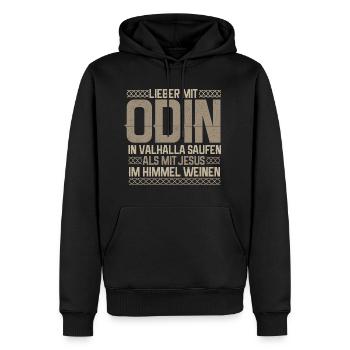 Odin - Männer Premium Bio Hoodie - Schwarz - Vorne - Nico (187cm)