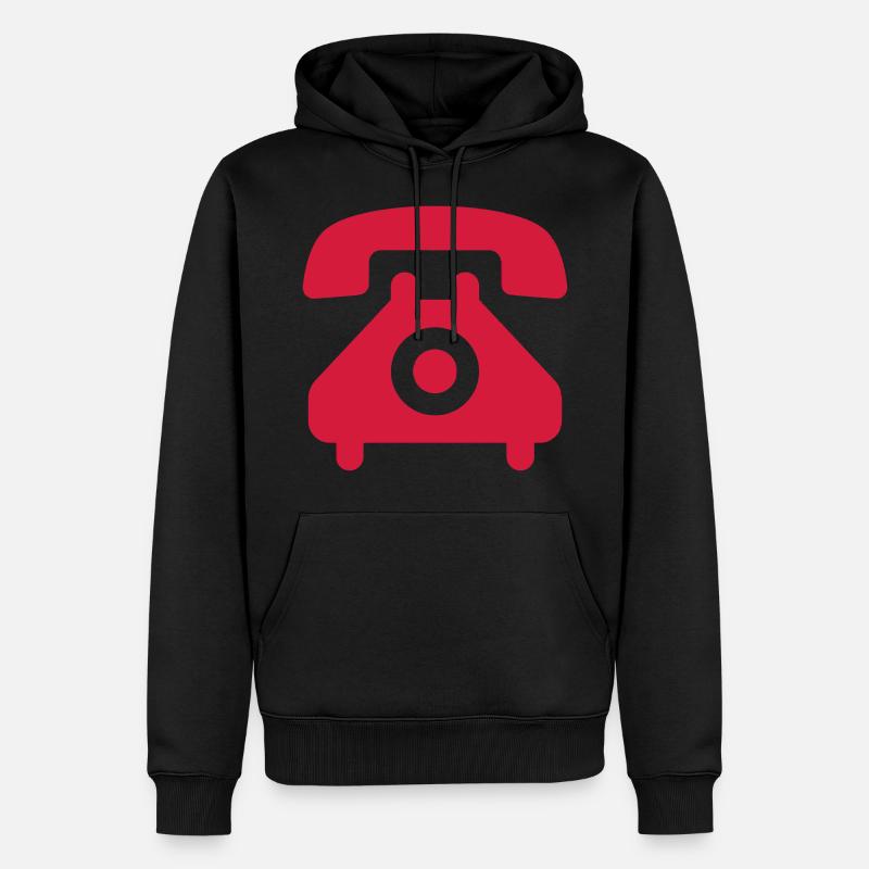 telefon sprechen hörer symbol - Männer Premium Bio Hoodie - Schwarz