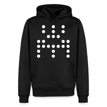 RandomWhiteDot9 - Men’s Premium Organic Hoodie - black - Front - Nico (187cm)