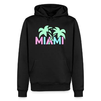 SUNSHINESTATE MIAMI dans un style néon - Sweat à capuche Premium bio Homme - noir - Devant - Nico (187cm)