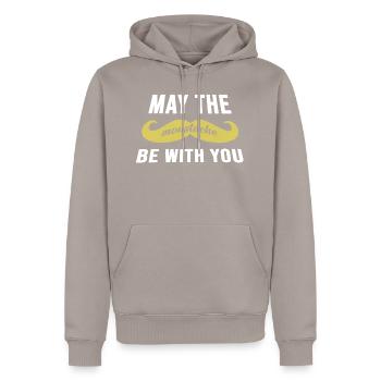 moustache - Sweat à capuche Premium bio Homme - taupe - Devant - Nico (187cm)