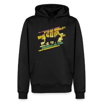 Katze Streifen - Männer Premium Bio Hoodie - Schwarz - Vorne - Nico (187cm)