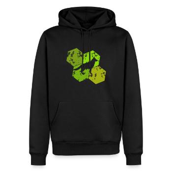 Hund mit 6 Eck Vintage - Männer Premium Bio Hoodie - Schwarz - Vorne - Nico (187cm)