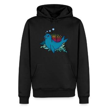 seal - Men’s Premium Organic Hoodie - black - Front - Nico (187cm)