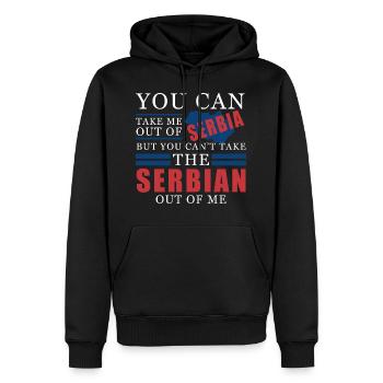 Serbie - Sweat à capuche Premium bio Homme - noir - Devant - Nico (187cm)