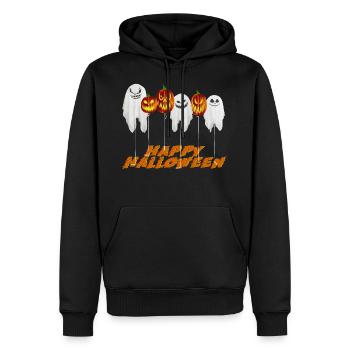 Happy Halloween Kürbis Geister Ballons - Männer Premium Bio Hoodie - Schwarz - Vorne - Nico (187cm)