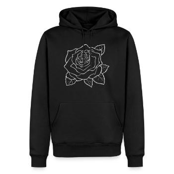 Grande rose blanche - Sweat à capuche Premium bio Homme - noir - Devant - Nico (187cm)