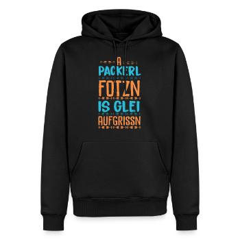 Bayrischer Spruch - Männer Premium Bio Hoodie - Schwarz - Vorne - Nico (187cm)