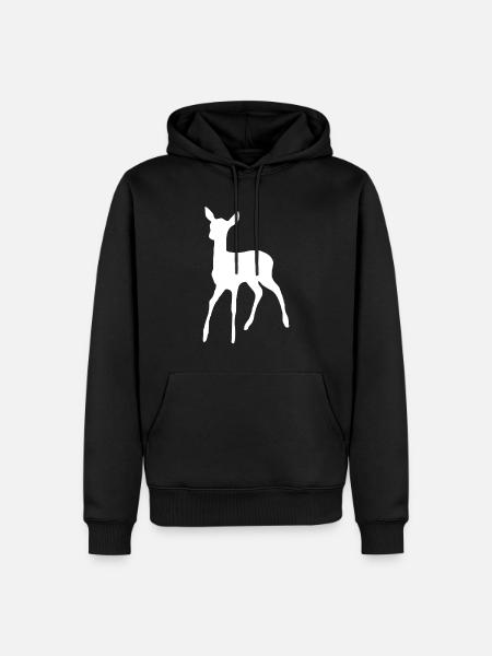 Weißes Reh im Wald - Männer Premium Bio Hoodie - Schwarz