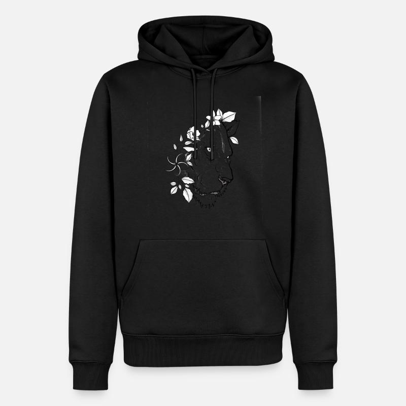 Lion avec des fleurs - Sweat à capuche Premium bio Homme - noir