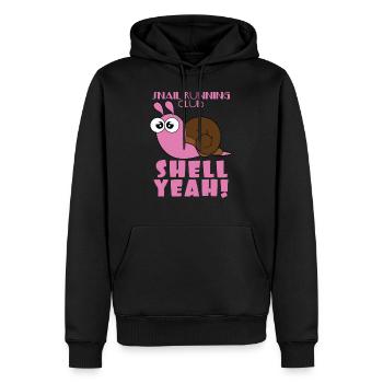 Snail Snail running club Coquille d'escargot Quick - Sweat à capuche Premium bio Homme - noir - Devant - Nico (187cm)
