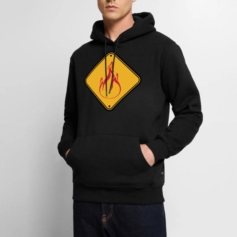 Shield note warning caution caution danger feu Men’s Premium Organic Hoodie