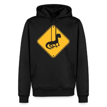 note attention avertissement attention bouclier silhouette - Sweat à capuche Premium bio Homme - noir - Devant - Nico (187cm)