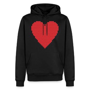Bâton de coeur point de croix à la main - Sweat à capuche Premium bio Homme - noir - Devant - Nico (187cm)
