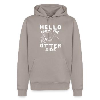 loutre dit drôle best-seller animal cool - Sweat à capuche Premium bio Homme - taupe - Devant - Nico (187cm)