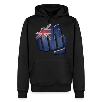 Neuseeland - Männer Premium Bio Hoodie - Schwarz - Vorne - Nico (187cm)