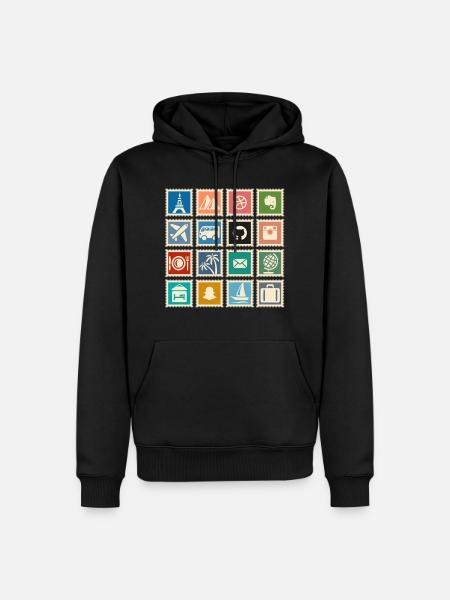 Briefmarken sammeln - Männer Premium Bio Hoodie - Schwarz