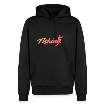 Fischen - Männer Premium Bio Hoodie - Schwarz - Vorne - Nico (187cm)