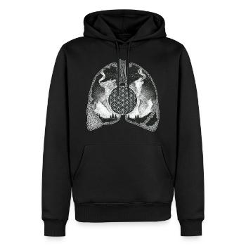 Souffle de vie - Nature Poumon Loup Renard - Sweat à capuche Premium bio Homme - noir - Devant - Nico (187cm)