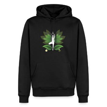 Yoga yoga - Sweat à capuche Premium bio Homme - noir - Devant - Nico (187cm)