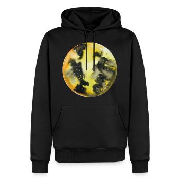 Aquarelle peinte à la main jaune pleine lune - Sweat à capuche Premium bio Homme - noir - Devant - Nico (187cm)