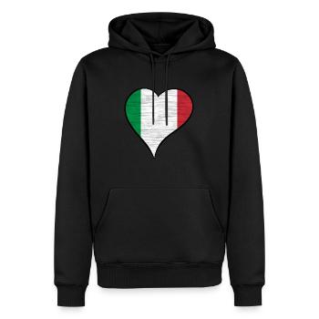 Italien Nationalflagge Herz - Männer Premium Bio Hoodie - Schwarz - Vorne - Nico (187cm)