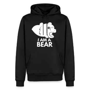 Ours je suis un ours - Sweat à capuche Premium bio Homme - noir - Devant - Nico (187cm)