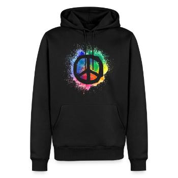 Peace Sign World Peace Peace Symbol Peace - Men’s Premium Organic Hoodie - black - Front - Nico (187cm)