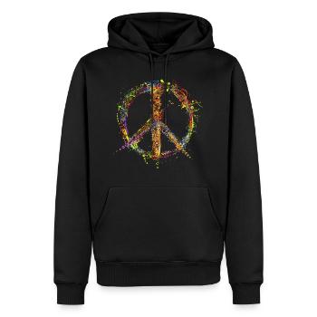 PEACE and LOVE - Sweat à capuche Premium bio Homme - noir - Devant - Nico (187cm)