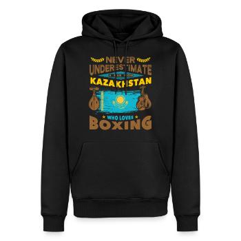 Kazakhstan-Cadeaux Boxer Казахстан Russia boxen - Sweat à capuche Premium bio Homme - noir - Devant - Nico (187cm)