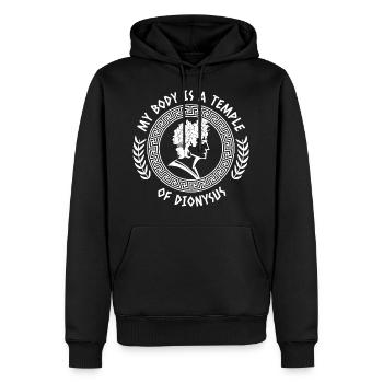 Mon corps est un temple de Dionysos - Joie de l'alcool - Sweat à capuche Premium bio Homme - noir - Devant - Nico (187cm)