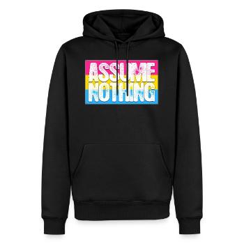 Assume Nothing Pansexual Pride Flag - Men’s Premium Organic Hoodie - black - Front - Nico (187cm)