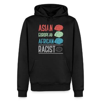 Gegen Rassismus - Männer Premium Bio Hoodie - Schwarz - Vorne - Nico (187cm)