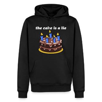 The cake is a lie - Männer Premium Bio Hoodie - Schwarz - Vorne - Nico (187cm)