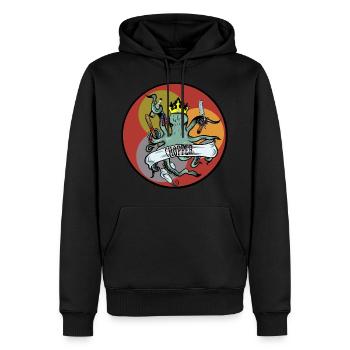 Poulpe Poulpe avec couronne et hachoir - Sweat à capuche Premium bio Homme - noir - Devant - Nico (187cm)