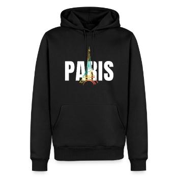Paris tour eiffel - Sweat à capuche Premium bio Homme - noir - Devant - Nico (187cm)