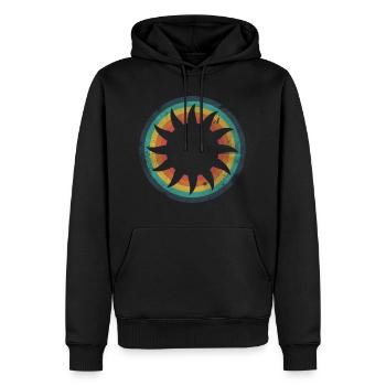 Sun Circle - Männer Premium Bio Hoodie - Schwarz - Vorne - Nico (187cm)