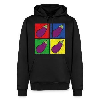Aubergine - Männer Premium Bio Hoodie - Schwarz - Vorne - Nico (187cm)