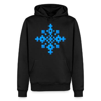 Flocon de neige (pixel art) - Sweat à capuche Premium bio Homme - noir - Devant - Nico (187cm)
