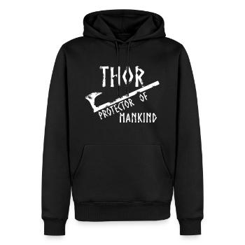 LE FIL DE THOR ODIN - Sweat à capuche Premium bio Homme - noir - Devant - Nico (187cm)