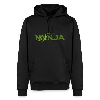 Idée cadeau guerrier ninja - Sweat à capuche Premium bio Homme - noir - Devant - Nico (187cm)
