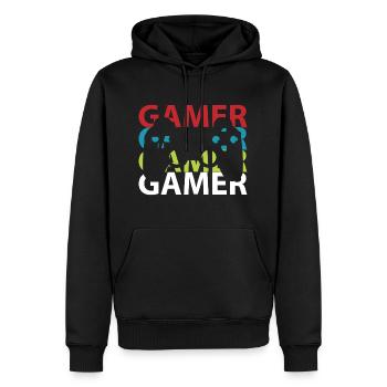 Gamer - Männer Premium Bio Hoodie - Schwarz - Vorne - Nico (187cm)