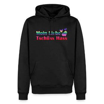 Moin Love - Bye Hate I Love I Gift Idea - Men’s Premium Organic Hoodie - black - Front - Nico (187cm)