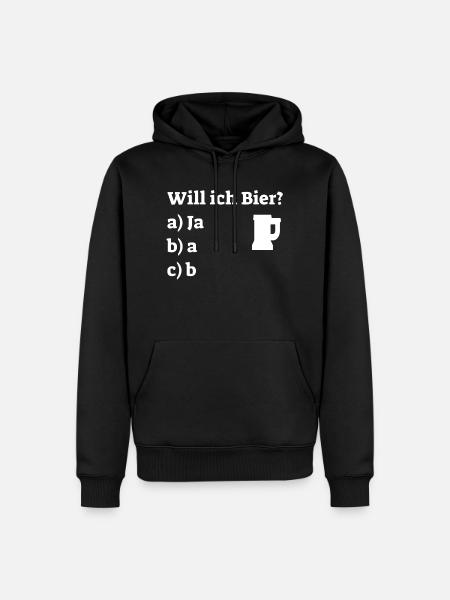 Will ich Bier? - Männer Premium Bio Hoodie - Schwarz