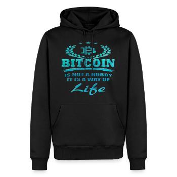 Bitcoin - Sweat à capuche Premium bio Homme - noir - Devant - Nico (187cm)