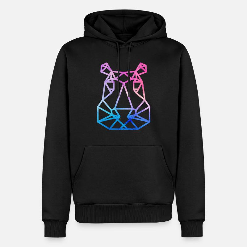 Nilpferd geometrisch - Männer Premium Bio Hoodie - Schwarz
