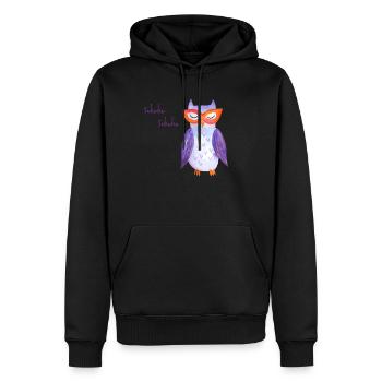 Eule mit Brille - Männer Premium Bio Hoodie - Schwarz - Vorne - Nico (187cm)