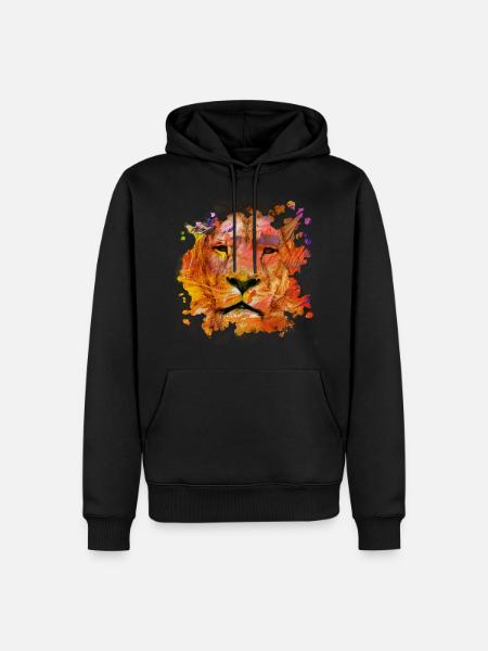 lion - Men’s Premium Organic Hoodie - black