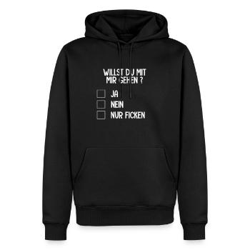 willst du mit mir gehen - Männer Premium Bio Hoodie - Schwarz - Vorne - Nico (187cm)