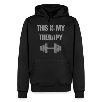 Strength training, fitness, sport therapy, muscle - Men’s Premium Organic Hoodie - black - Front - Nico (187cm)